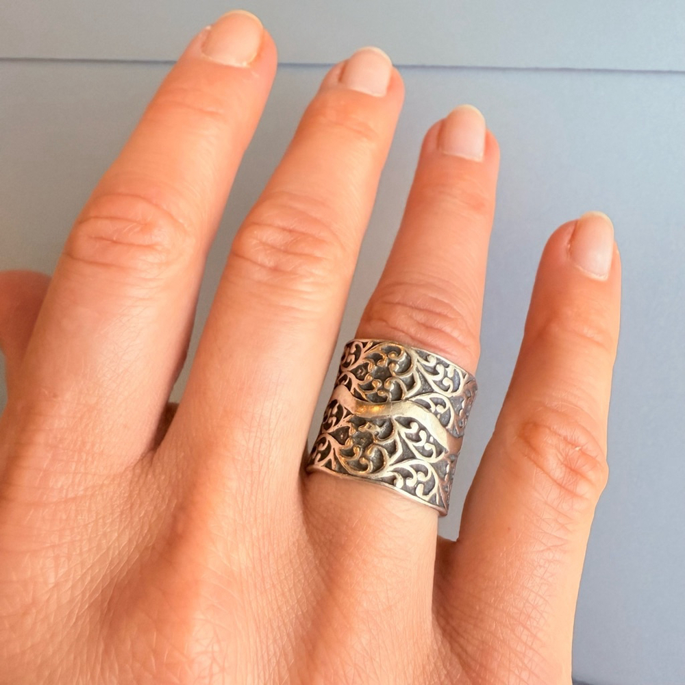 Silpada Eternal Tree Filigree 18mm Wide Band Sterling Silver 925 Retired Ring - Picture 3 of 7